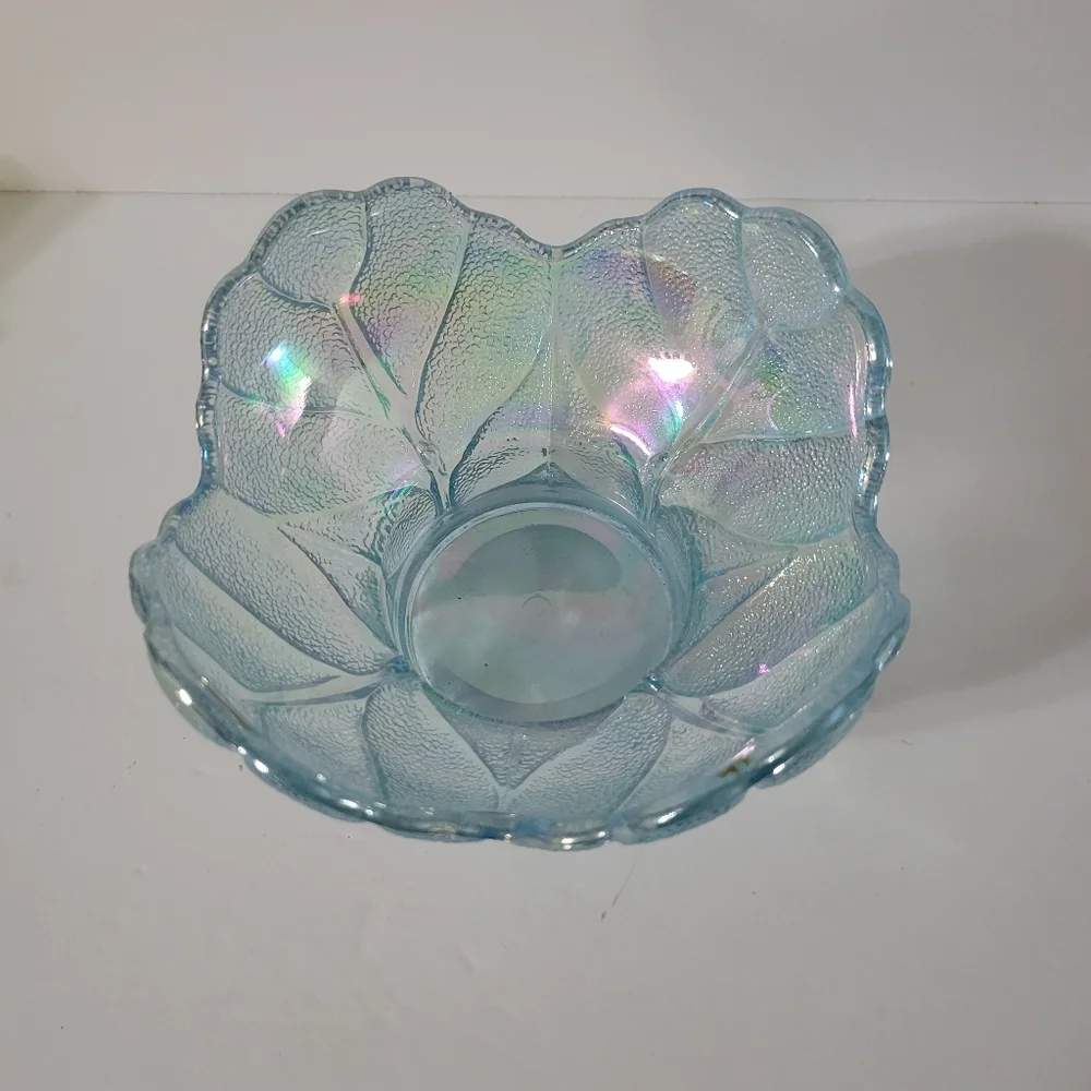 L.E.Smith Irredescent Cabbage Leaf Candle Holder Or Candy Dish